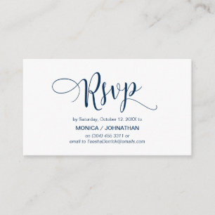 Carte D'accompagnement Beau Script, bleu marine, réponse RSVP