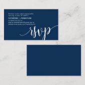 Carte D'accompagnement Beau Script bleu marine, RSVP répondre (Devant / Derrière)