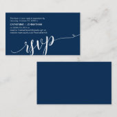 Carte D'accompagnement Beau Script bleu marine, RSVP répondre (Devant / Derrière)