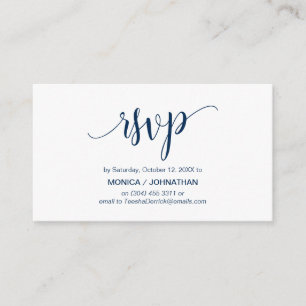 Carte D'accompagnement Beau script, Navy Blue, RSVP répondez