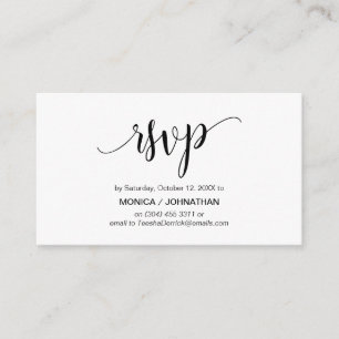 Carte D'accompagnement Beau script, Noir, Célébration RSVP répondre
