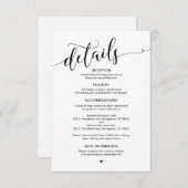 Carte D'accompagnement Beau, Script noir, Détails Mariage (Devant / Derrière)