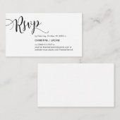 Carte D'accompagnement Beau script noir, réponse RSVP (Devant / Derrière)