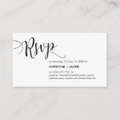 Carte D'accompagnement Beau script noir, réponse RSVP (Devant)