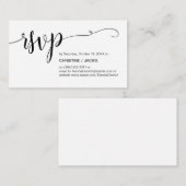 Carte D'accompagnement Beau script noir, réponse RSVP (Devant / Derrière)