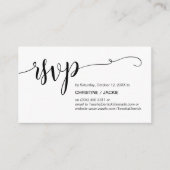 Carte D'accompagnement Beau script noir, réponse RSVP (Devant)