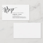 Carte D'accompagnement Beau script noir, réponse RSVP (Devant / Derrière)