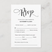 Carte D'accompagnement Beau script noir, RSVP, Répondre (Devant)