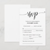 Carte D'accompagnement Beau script noir, RSVP, Répondre (Devant / Derrière)