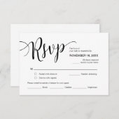 Carte D'accompagnement Beau script, RSVP, Noir, Répondre (Devant / Derrière)
