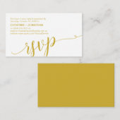 Carte D'accompagnement Beau Script, RSVP, Or Jaune, Répondre (Devant / Derrière)