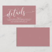 Carte D'accompagnement Beau site Mariage Détails, Dusty Rose (Devant / Derrière)