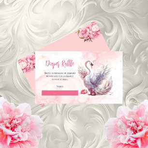 Carte D'accompagnement Beau Swan Baby shower Floral Déchets Raffle