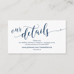 Carte D'accompagnement Beautifu Navy Blue, Mariage Détails du site