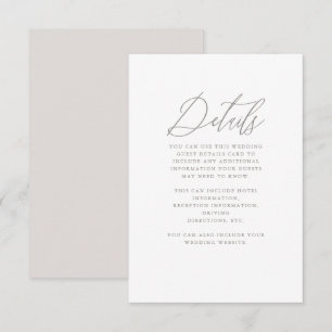 Carte D'accompagnement Beautiful Neutral Calligraphy Mariage Détails de l