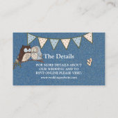 Carte D'accompagnement Beautiful Wedding Blue Brown Owl Glitter Detail (Dos)