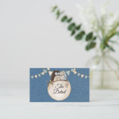 Carte D'accompagnement Beautiful Wedding Blue Brown Owl Glitter Detail (Debout devant)