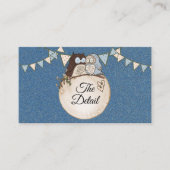 Carte D'accompagnement Beautiful Wedding Blue Brown Owl Glitter Detail (Devant)