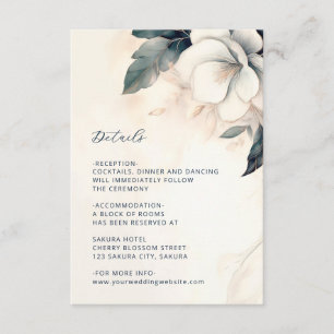 Carte D'accompagnement Beaux-arts Fleurs de Mariage Bleu Ivoire