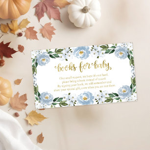 Carte D'accompagnement Beaux Livres Fleuris Bleus pour Baby Shower Pour B