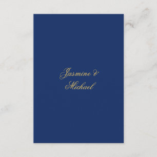 Carte D'accompagnement Beaux Noms De Couple Calligraphie Chic Bleu & Or