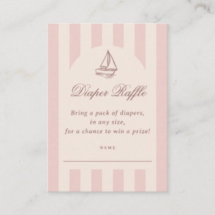 Carte D'accompagnement Bébé à Bord Élégant Voilier Rose Diaper Raffle