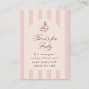 Carte D'accompagnement Bébé à Bord Élégant Voilier Rose Livres Pour Bébé