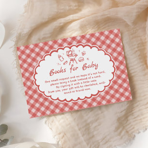 Carte D'accompagnement Bébé au BBQ en Vichy Rouge Livres pour Bébé Cadeau