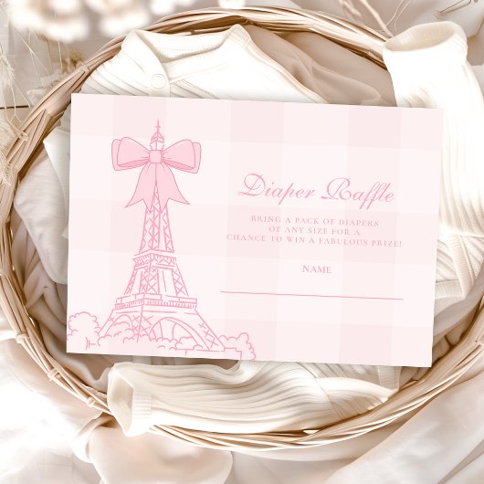 Carte D'accompagnement Bebe Baby shower Diapper Raffe Bow rose Bonjour