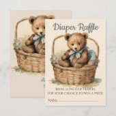 Carte D'accompagnement Bébé Bear Cub Garçon Baby shower Déchets Raffle (Devant / Derrière)