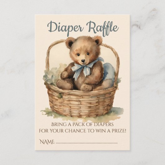 Carte D'accompagnement Bébé Bear Cub Garçon Baby shower Déchets Raffle (Devant)