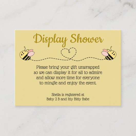 Carte D'accompagnement Bébé Bee Girl Twins Enclôture Card (Devant)