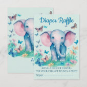 Carte D'accompagnement Bébé bleu Baby shower Eléphant Barreau Raffle (Devant / Derrière)