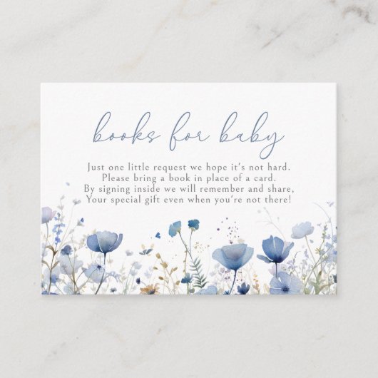 Carte D'accompagnement Bébé Bleu En Fleur Livres Fleurs sauvages Pour Béb (Devant)