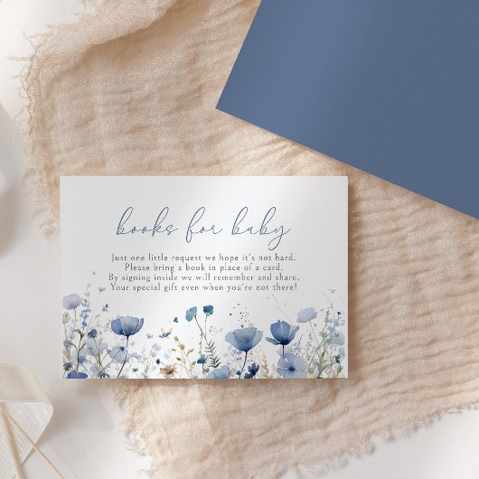 Carte D'accompagnement Bébé Bleu En Fleur Livres Fleurs sauvages Pour Béb