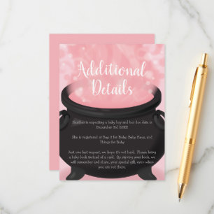 Carte D'accompagnement Bébé brasse Sorcière douche gothique rose fille