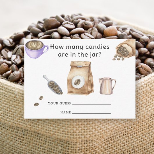 Carte D'accompagnement Bébé brasse tasse de café Combien de bonbons