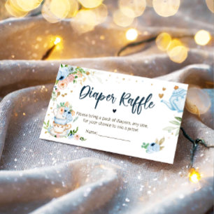 Carte D'accompagnement Bébé brasse Thé Déchet Baby shower bleu Raffle