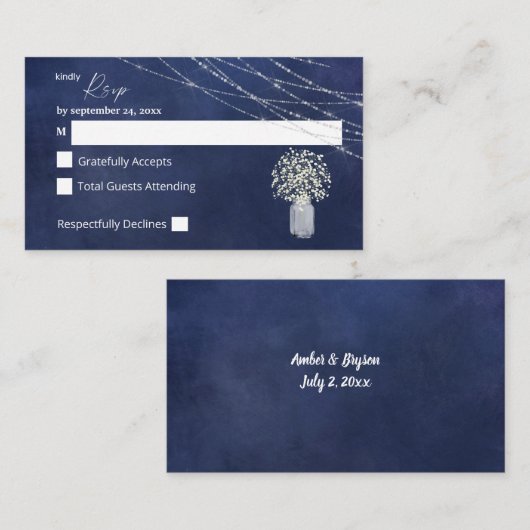 Carte D'accompagnement Bébé budget, Balle bleue 2SM Pas de repas RSVP (Devant / Derrière)