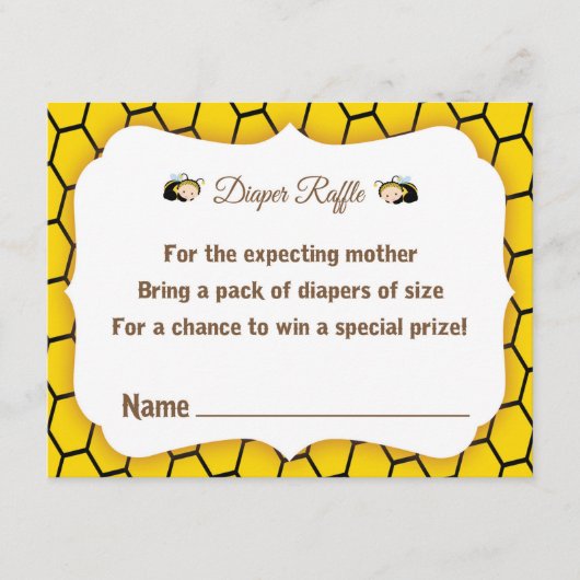 Carte D'accompagnement Bébé Bumble Bee's Baby shower Raffle Ticket (Devant)