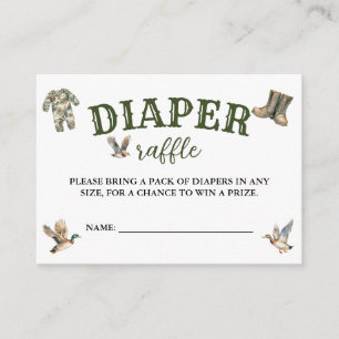 Carte D'accompagnement Bébé chasseur Baby Shower Tirage au sort de couche