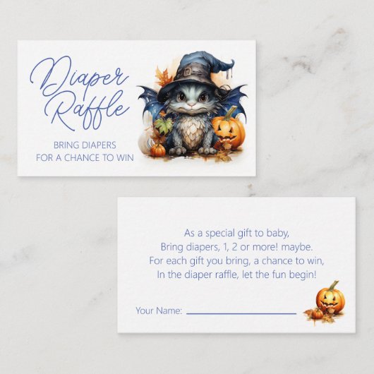 Carte D'accompagnement Bébé Dragon Halloween Baby shower Déchets Raffle (Devant / Derrière)