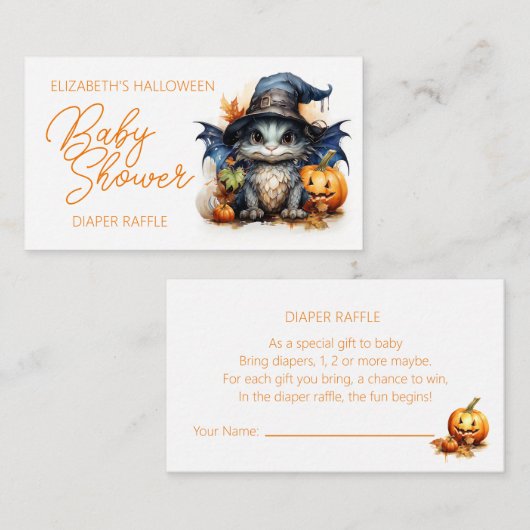Carte D'accompagnement Bébé Dragon Halloween Baby shower Déchets Raffle (Devant / Derrière)