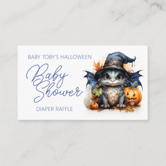 Carte D'accompagnement Bébé Dragon Halloween Baby shower Déchets Raffle (Devant)