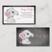 Carte D'accompagnement Bébé Eléphant billet de tombola C'est une fille ép (Devant / Derrière)
