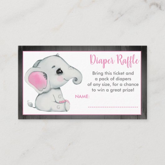 Carte D'accompagnement Bébé Eléphant billet de tombola C'est une fille ép (Devant)
