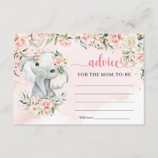 Carte D'accompagnement Bébé éléphant blush or Conseils pour la future mam (Devant)