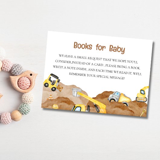 Carte D'accompagnement bébé en construction baby shower Book