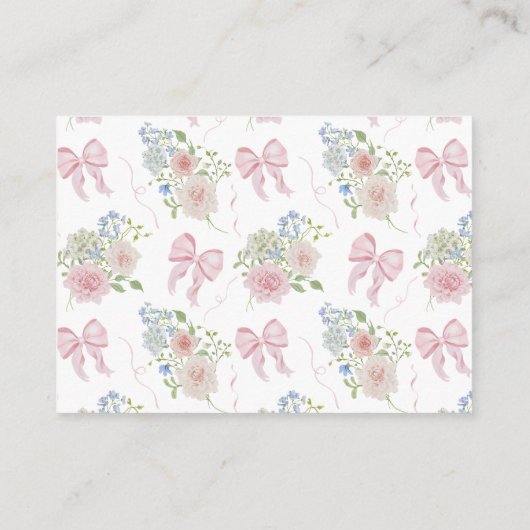 Carte D'accompagnement Bébé en Fleur Affichage Douche Baby shower Bow ros (Dos)