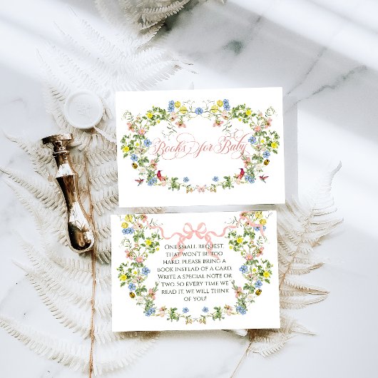 Carte D'accompagnement Bébé en Fleur Bow rose Baby shower Floral Fille